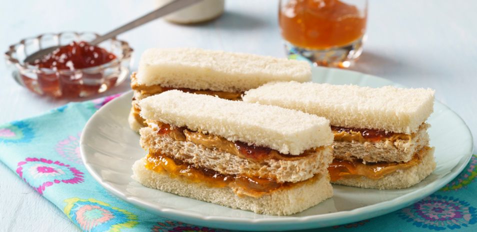 Triple Stack Peanut Butter and Jam Finger Sandwiches