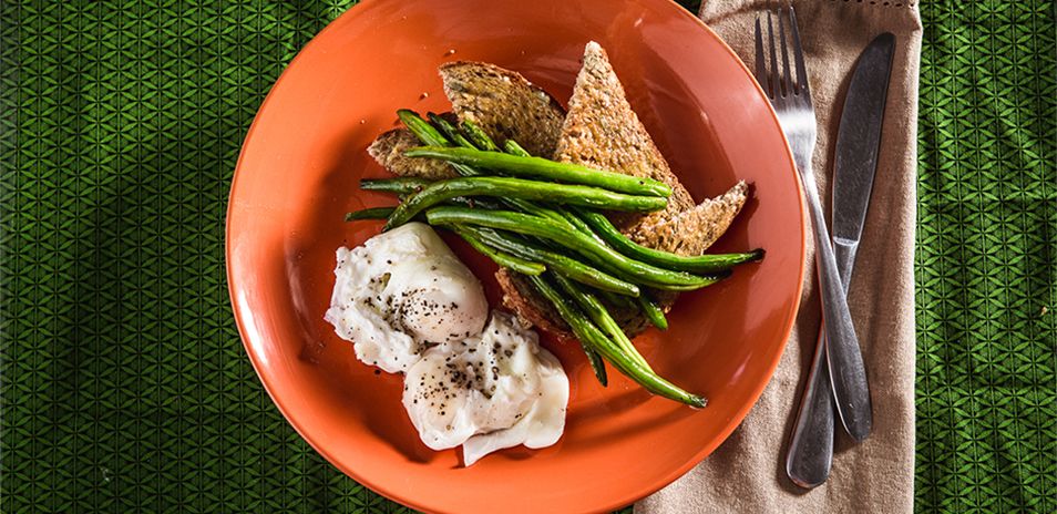 Perfectly Poached Eggs with Garlicky Greens