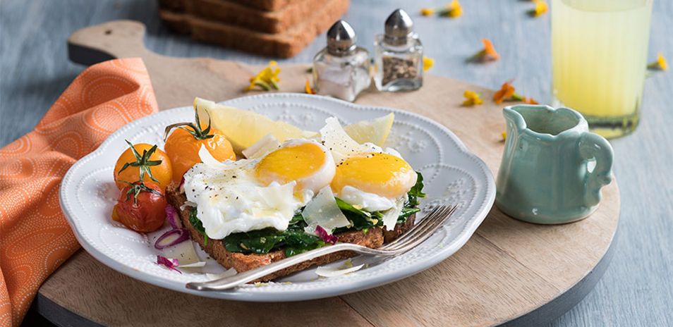 Poached Eggs with Lemon Wilted Spinach